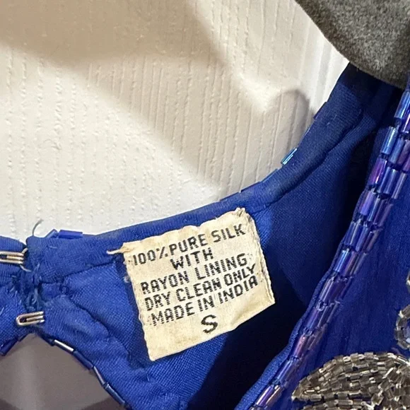 Laurence Kazar vintage Blue Embroidered Dress size small - Picture 5 of 12